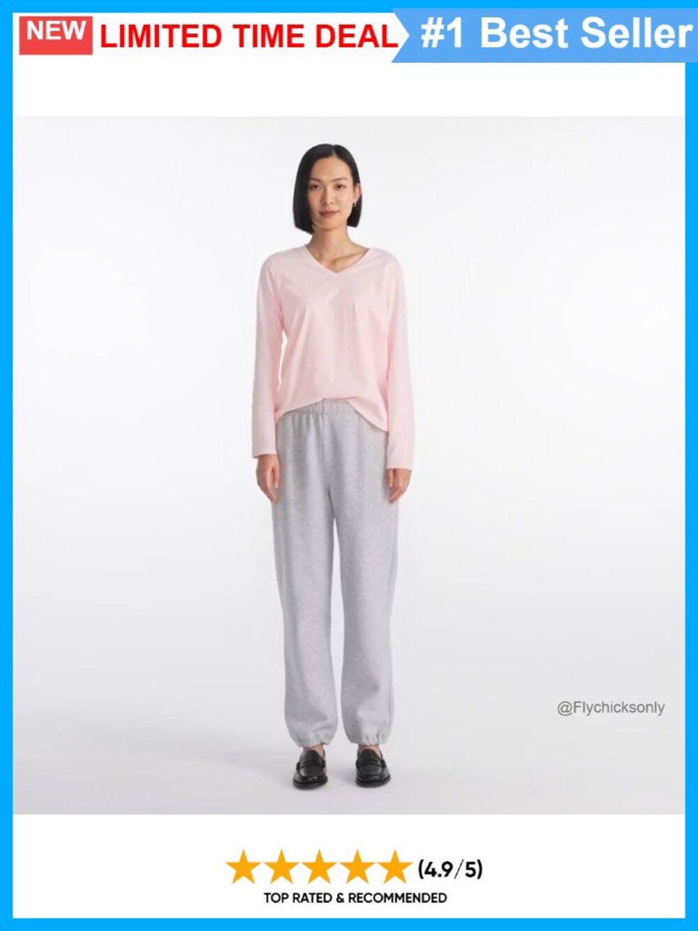 Supima Cotton Long Sleeve V-Neck Tee Relaxed Fit Tagless - Picture 4 of 4